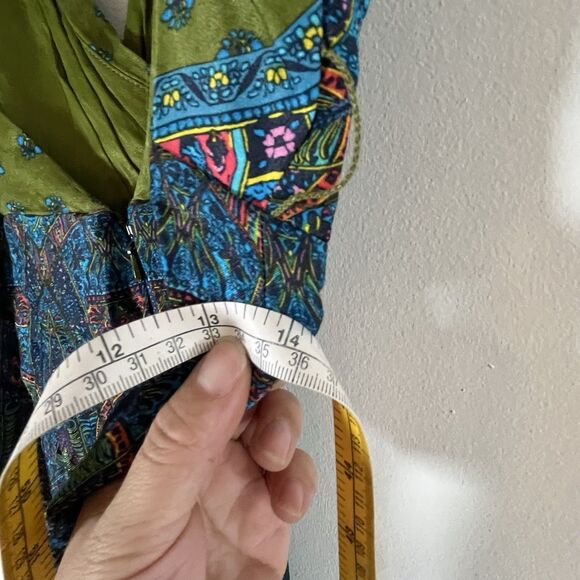 Free People One Piece Blue Jumpsuit Sz 4 Wide Leg Flowy Spaghetti Straps Boho - Picture 14 of 15